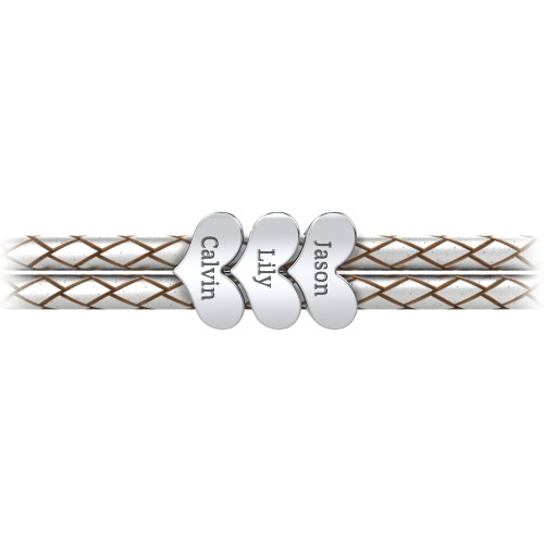 Engravable Sterling Silver Heart Leather Bracelet - 3