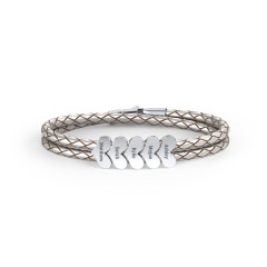 Engravable Sterling Silver Heart Leather Bracelet - 5