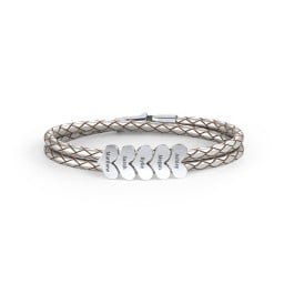 Engravable Sterling Silver Heart Leather Bracelet - 5