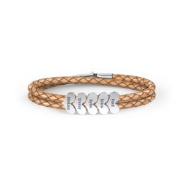 Engravable Sterling Silver Heart Leather Bracelet - 5