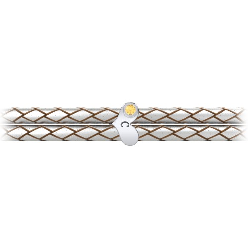 Engravable Sterling Silver Gemstone Heart Leather Bracelet – Sterling Silver with Citrine