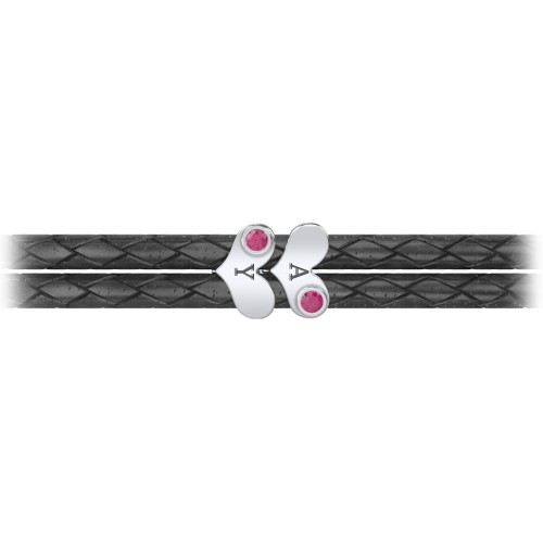 Engravable Sterling Silver Gemstone Heart Leather Bracelet - 2
