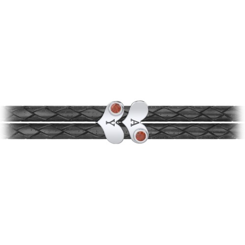 Engravable Sterling Silver Gemstone Heart Leather Bracelet - 2 – Sterling Silver with Garnet