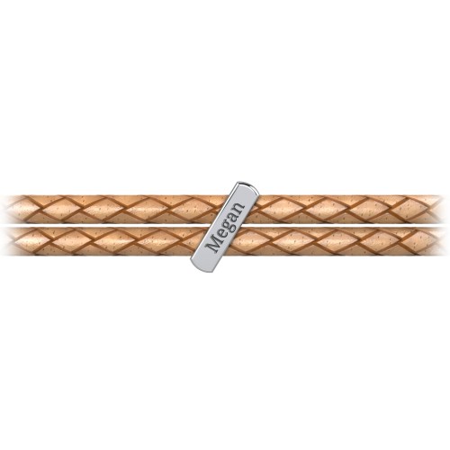 Engravable Sterling Silver Bar Leather Bracelet