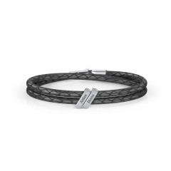 Engravable Sterling Silver Bar Leather Bracelet - 2 – Sterling Silver