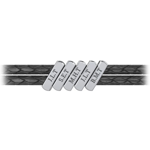 Engravable Sterling Silver Bar Leather Bracelet - 5