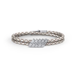 Engravable Sterling Silver Bar Leather Bracelet - 5 – Sterling Silver