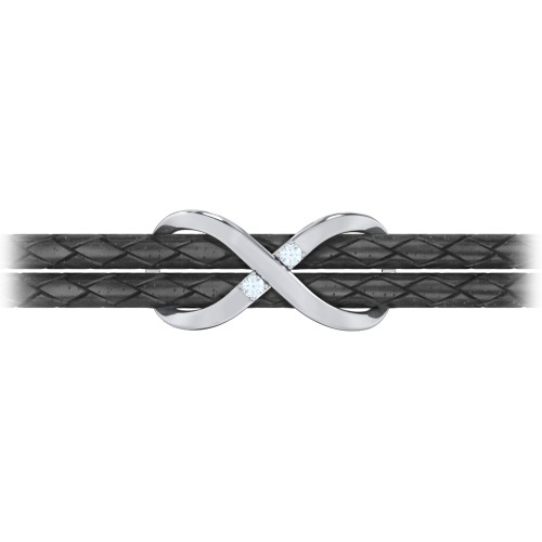 Sterling Silver Infinity Leather Bracelet with Gemstones – Sterling Silver with Aquamarine