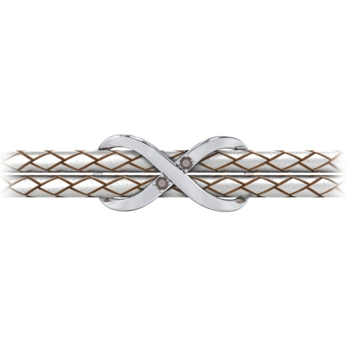 Sterling Silver Infinity Leather Bracelet with Gemstones – Sterling Silver with Smokey Quartz