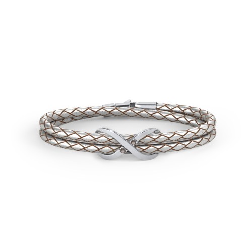 Sterling Silver Infinity Leather Bracelet with Gemstones – Sterling Silver with Smokey Quartz