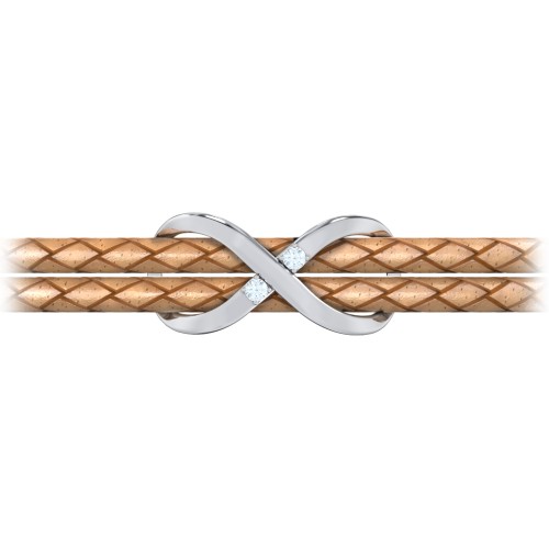 Sterling Silver Infinity Leather Bracelet with Gemstones – Sterling Silver with Aquamarine