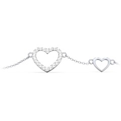 Pave Double Heart Charm Bracelet
