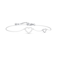 Pave Double Heart Charm Bracelet