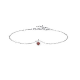 Bezel Set Gemstone Drop Bracelet - 1 Stone in 925 Sterling Silver with Garnet