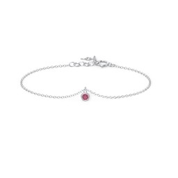 Bezel Set Gemstone Drop Bracelet - 1 Stone in 925 Sterling Silver with Ruby