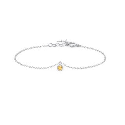 Bezel Set Gemstone Drop Bracelet - 1 Stone in 925 Sterling Silver with Citrine