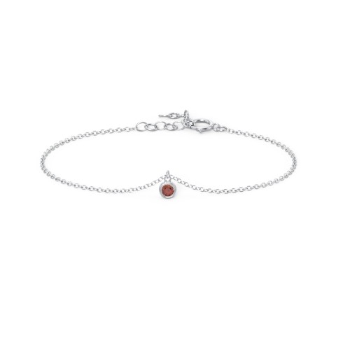 Bezel Set Gemstone Drop Bracelet - 1 Stone – Sterling Silver with Garnet