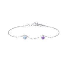 Bezel Set Gemstone Drop Bracelet - 2 Stone
