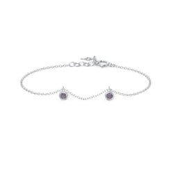 Bezel Set Gemstone Drop Bracelet - 2 Stone