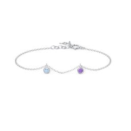 Bezel Set Gemstone Drop Bracelet - 2 Stone