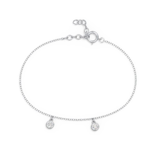 Bezel Set Gemstone Drop Bracelet - 2 Stone