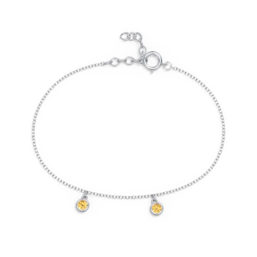 Bezel Set Gemstone Drop Bracelet - 2 Stone – Sterling Silver with Citrine