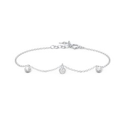 Bezel Set Gemstone Drop Bracelet - 3 Stone in 925 Sterling Silver with Cubic Zirconia