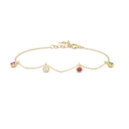Bezel Set Gemstone Drop Bracelet - 4 Stone