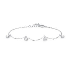 Bezel Set Gemstone Drop Bracelet - 4 Stone in 925 Sterling Silver with Cubic Zirconia