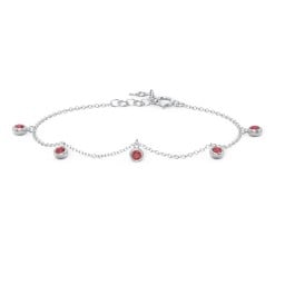 Bezel Set Gemstone Drop Bracelet - 5 Stone