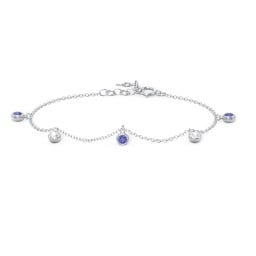 Bezel Set Gemstone Drop Bracelet - 5 Stone