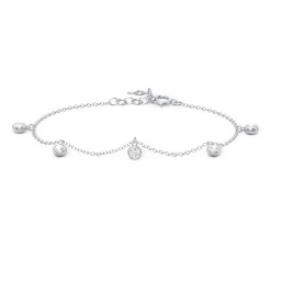 Bezel Set Gemstone Drop Bracelet - 5 Stone in 925 Sterling Silver with Cubic Zirconia