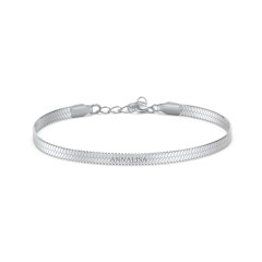 7" Engravable Herringbone Bracelet in Stainless Steel