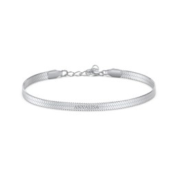 7" Engravable Herringbone Bracelet in Stainless Steel in Stainless Steel