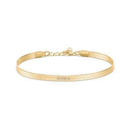 7" Engravable Herringbone Bracelet in Yellow Ion-Plated Steel