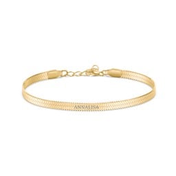 7" Engravable Herringbone Bracelet in Yellow Ion-Plated Steel