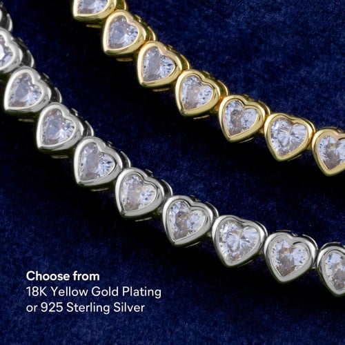 Heart Cubic Zirconia Tennis Bracelet