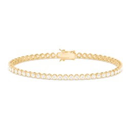 Round Cubic Zirconia Tennis Bracelet in 18K Gold Plated Silver