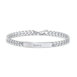 Engravable 7" Curb Link ID Bracelet in 925 Sterling Silver