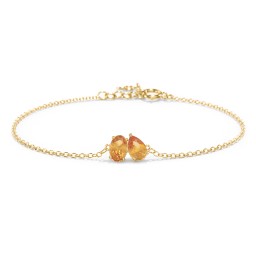 Toi et Moi Oval and Pear Gemstone Bracelet in 18K Gold Plated Silver with Citrine