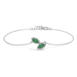 2 Marquise Birthstone Leaf Bracelet