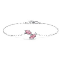 2 Marquise Birthstone Leaf Bracelet