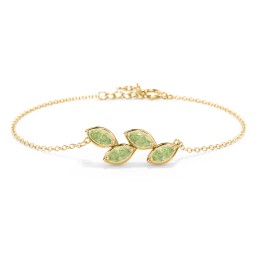 4 Marquise Birthstone Leaf Bracelet in 18K Gold Plated Silver with Peridot
