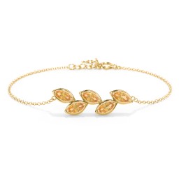 5 Marquise Birthstone Leaf Bracelet in 18K Gold Plated Silver with Citrine