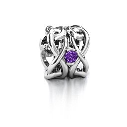 Infinity Locks with Stones Bracelet Charm in 925 Sterling Silver with Amethyst