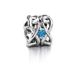 Infinity Locks with Stones Bracelet Charm in 925 Sterling Silver with Blue Topaz