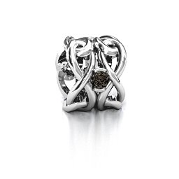 Infinity Locks with Stones Bracelet Charm in 925 Sterling Silver with Smokey Quartz