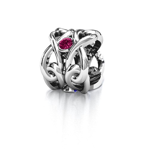 Infinity Locks with Stones Bracelet Charm – Sterling Silver with Emerald, Blue Sapphire, and Ruby