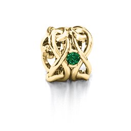 Infinity Locks with Stones Bracelet Charm in 10K Solid Yellow Gold with Emerald, Blue Sapphire, and Ruby