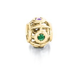 Portal Escapes Bracelet Charm in 10K Solid Yellow Gold with Emerald, Ruby, Cubic Zirconia, and Amethyst